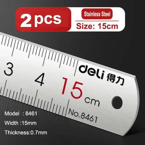 Deli Stainless Steel Ruler 15/20/30cm Metal Straight Ruler for Home