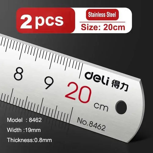 Deli Stainless Steel Ruler 15/20/30cm Metal Straight Ruler for Home