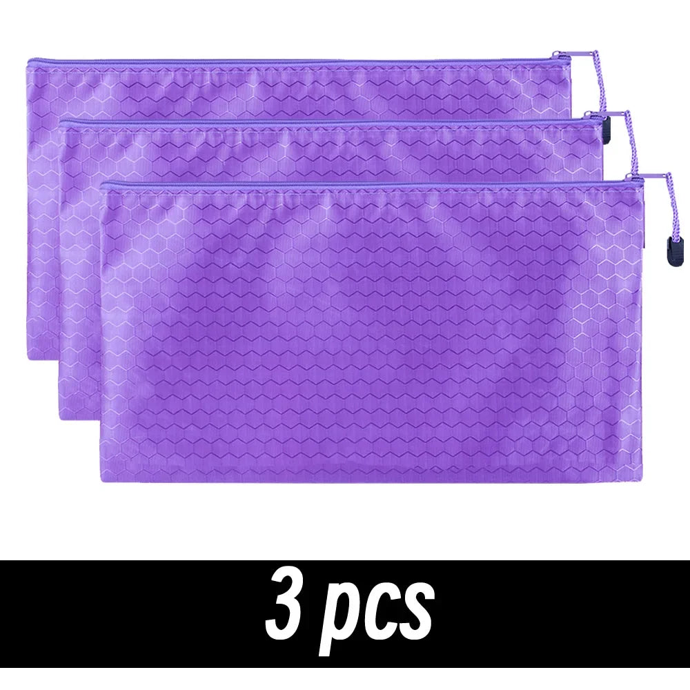 8 Colors Black Grid Pencil Bag Zipper Pouch Bill File Bag Makeup Small Pencil Case Waterproof Office Supplies Travel Accessories