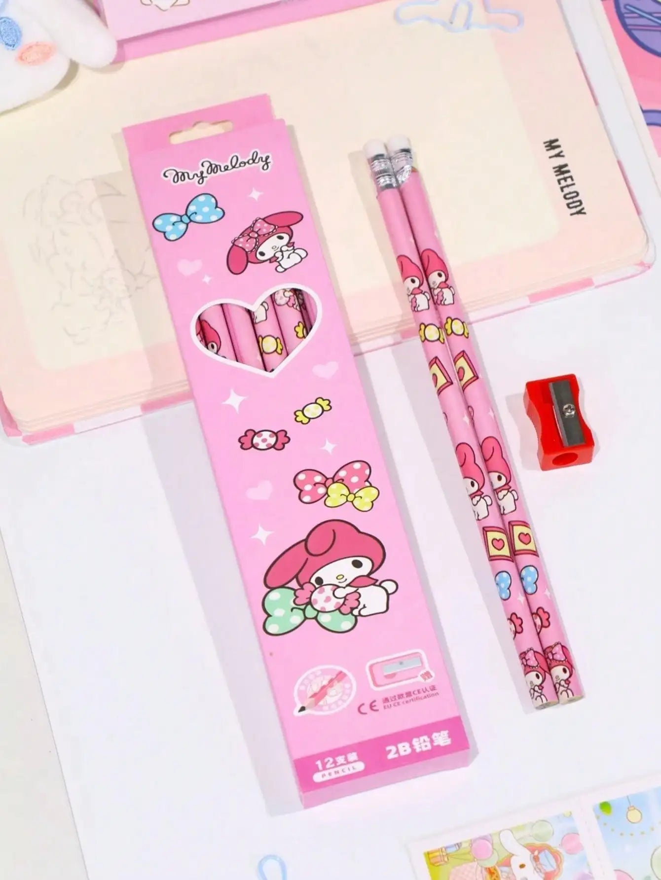 12/36Pcs/set  Pencil with eraser Melody Kuromi Cinnamoroll HB Black Write Draw Pencils Primary Stationery