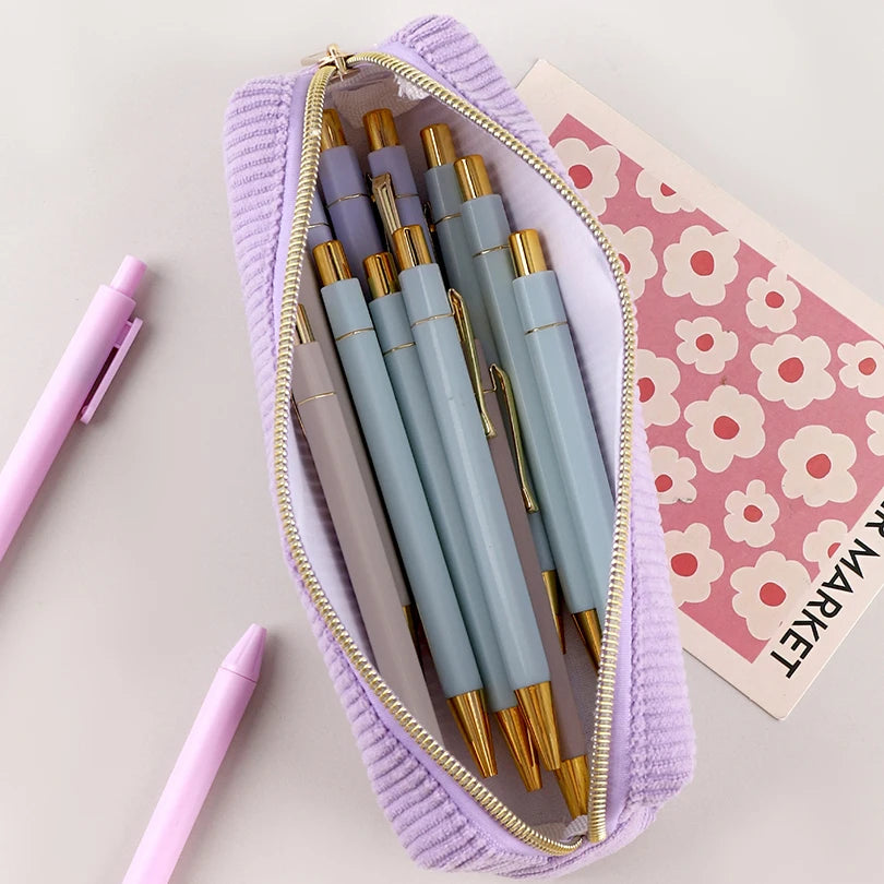 Corduroy Pencil Case – Soft School Pouch for Pens, Supplies & Stationery