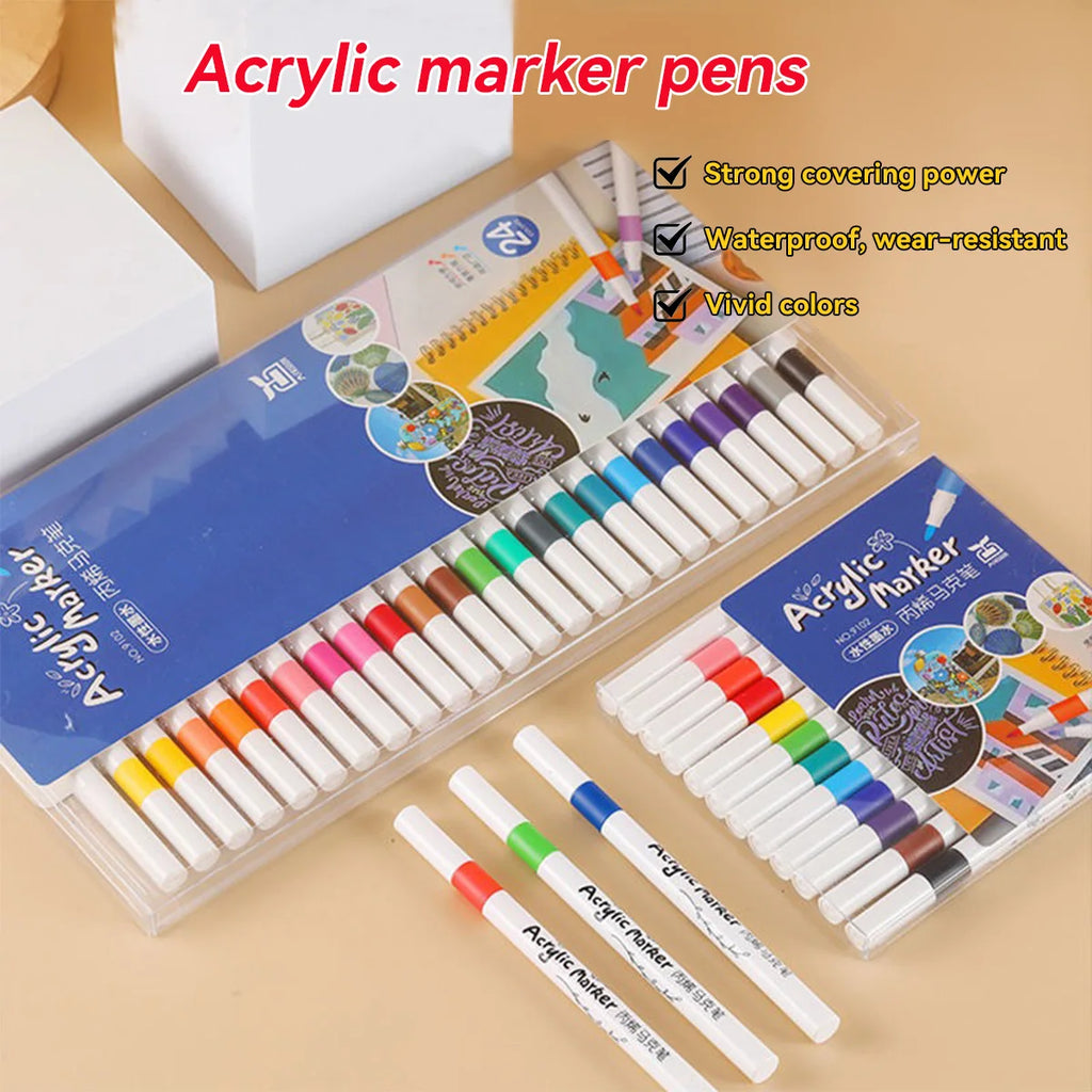 12/24/36/48/60 Color Water-based Acrylic Marker Pen Art DIY Production, Painting and Graffiti School Student Stationery Supplies