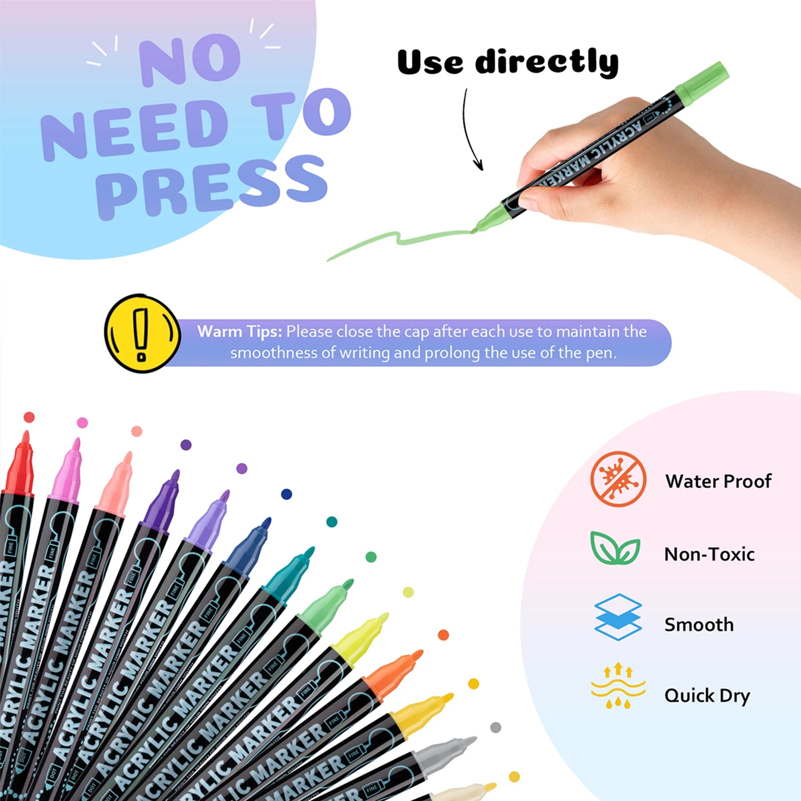 12/24/36/48 Colors Dual Tip Acrylic Paint Pens Markers  for Wood