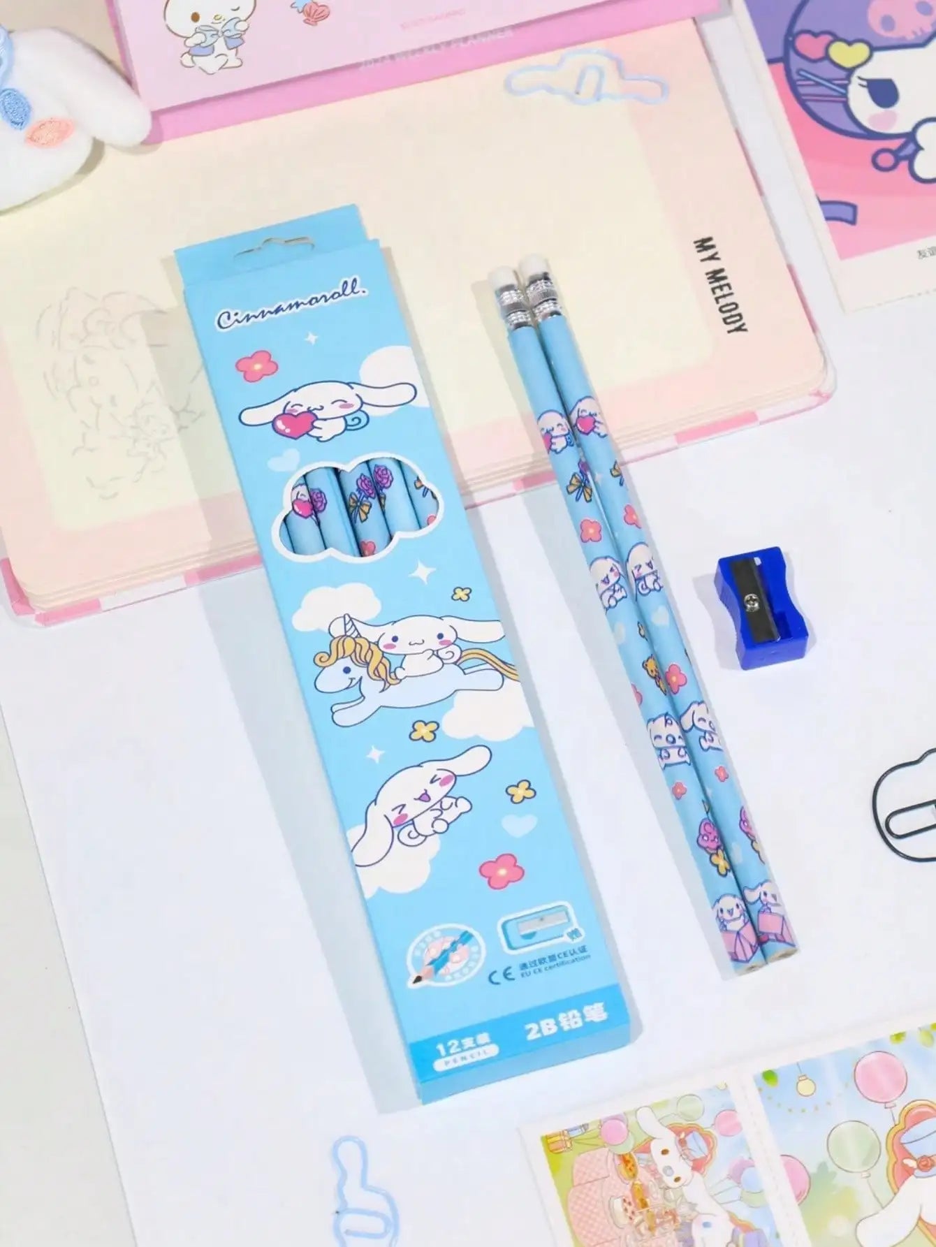 12/36Pcs/set  Pencil with eraser Melody Kuromi Cinnamoroll HB Black Write Draw Pencils Primary Stationery