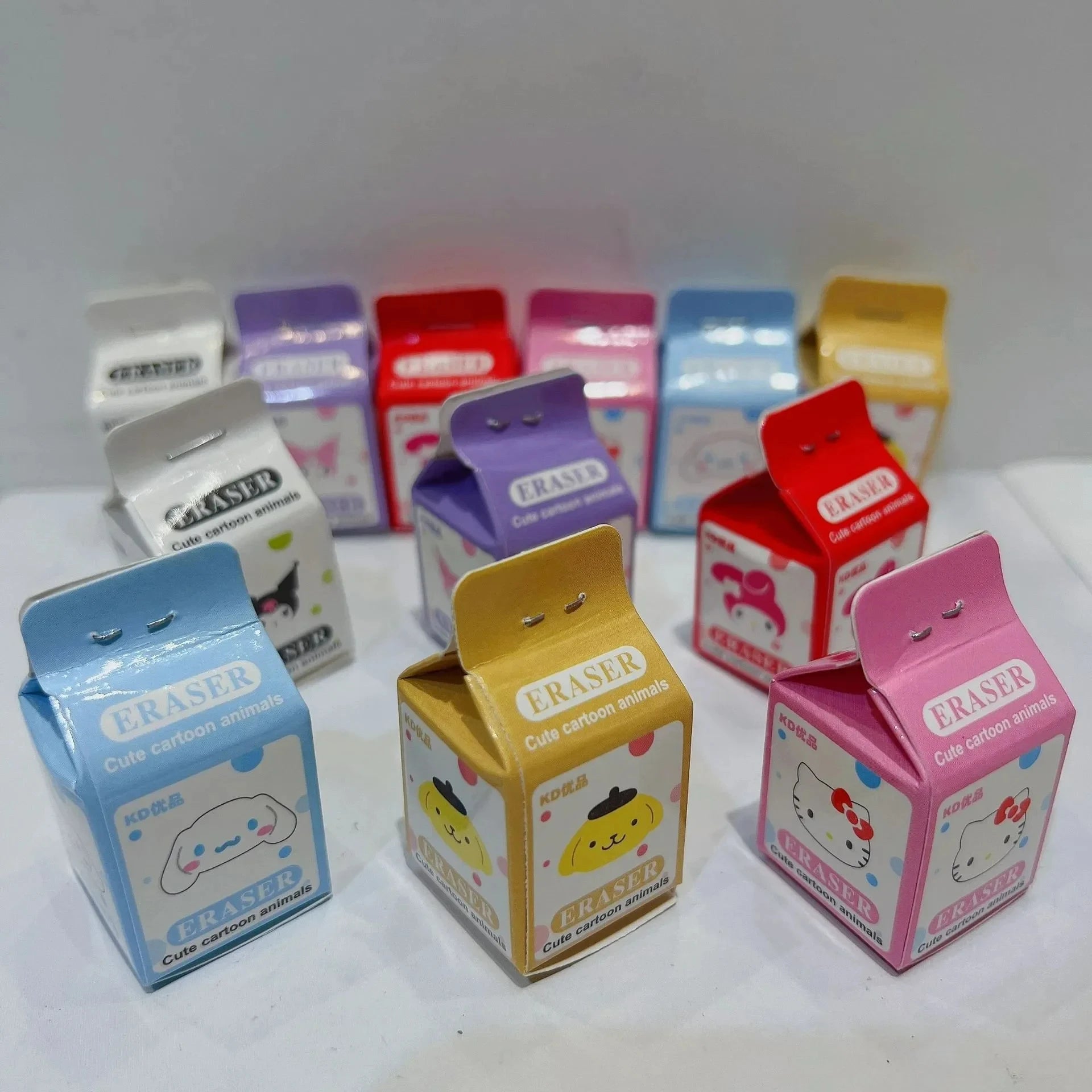 New Sanrio Eraser Kuromi Melody Cinnamoroll Boxed 6/36pcs Cartoon Kawaii Stationery Clean Eraser School Students Birthday Gifts