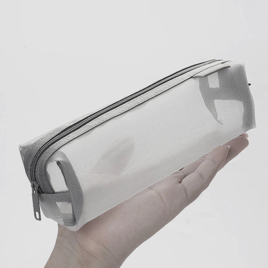 Mesh Pencil Case Transparent Pens Pouch Cute Simple Aesthetic Bag