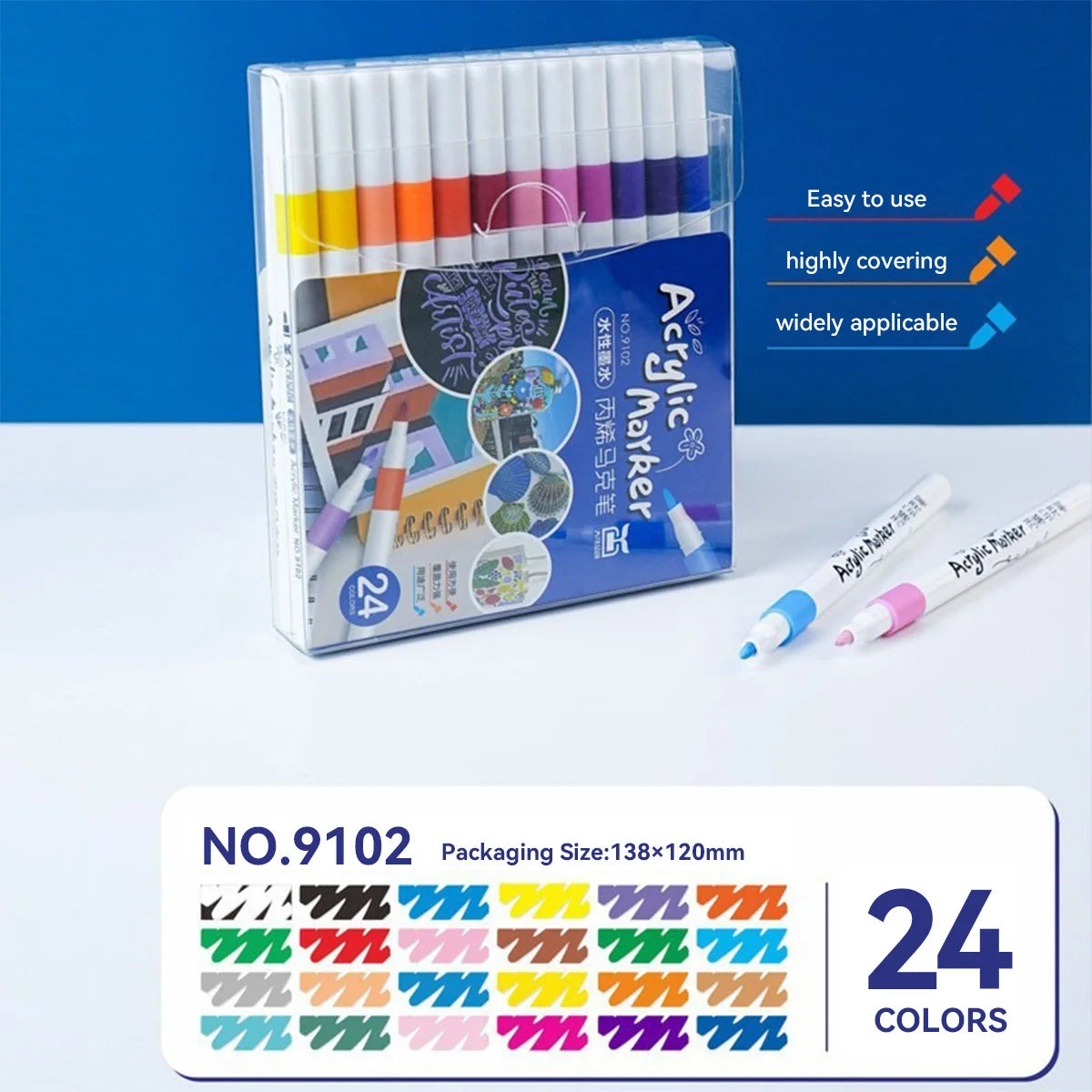 12/24/36/48/60 Color Water-based Acrylic Marker Pen Art DIY Production, Painting and Graffiti School Student Stationery Supplies