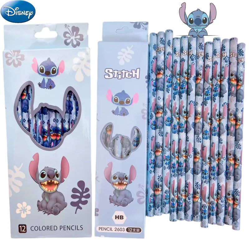12pcs Disney Stitch HB Pencils – Colorful School Set for Kids & Gifting