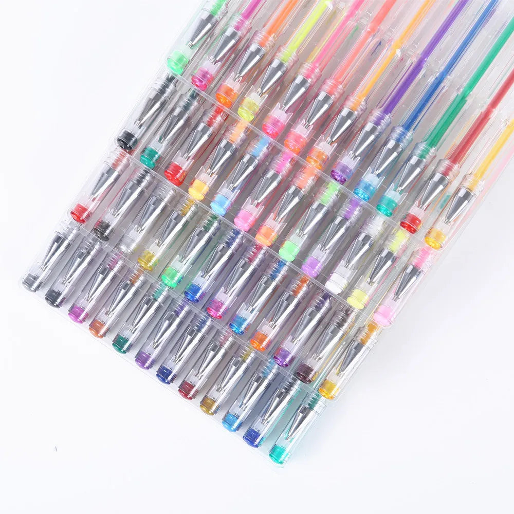 100 Color Gel Pen Metallic/Glitter/Fluorescent/Pastel Color Ink 0.5mm Kawaii Writing Tool School Office Supplies Stationery