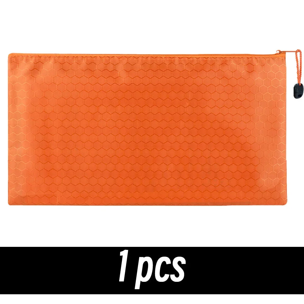 8 Colors Black Grid Pencil Bag Zipper Pouch Bill File Bag Makeup Small Pencil Case Waterproof Office Supplies Travel Accessories