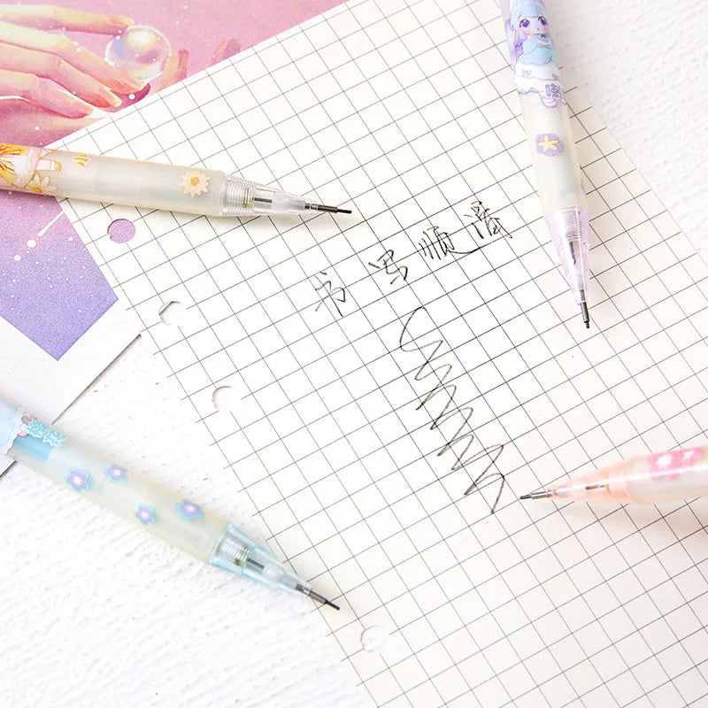 Sanrio Cartoon Mechanical Pencil 12pcs Kuromi Melody Pochacco Movable Pen  Primary School Student Stationery 0.5 Black