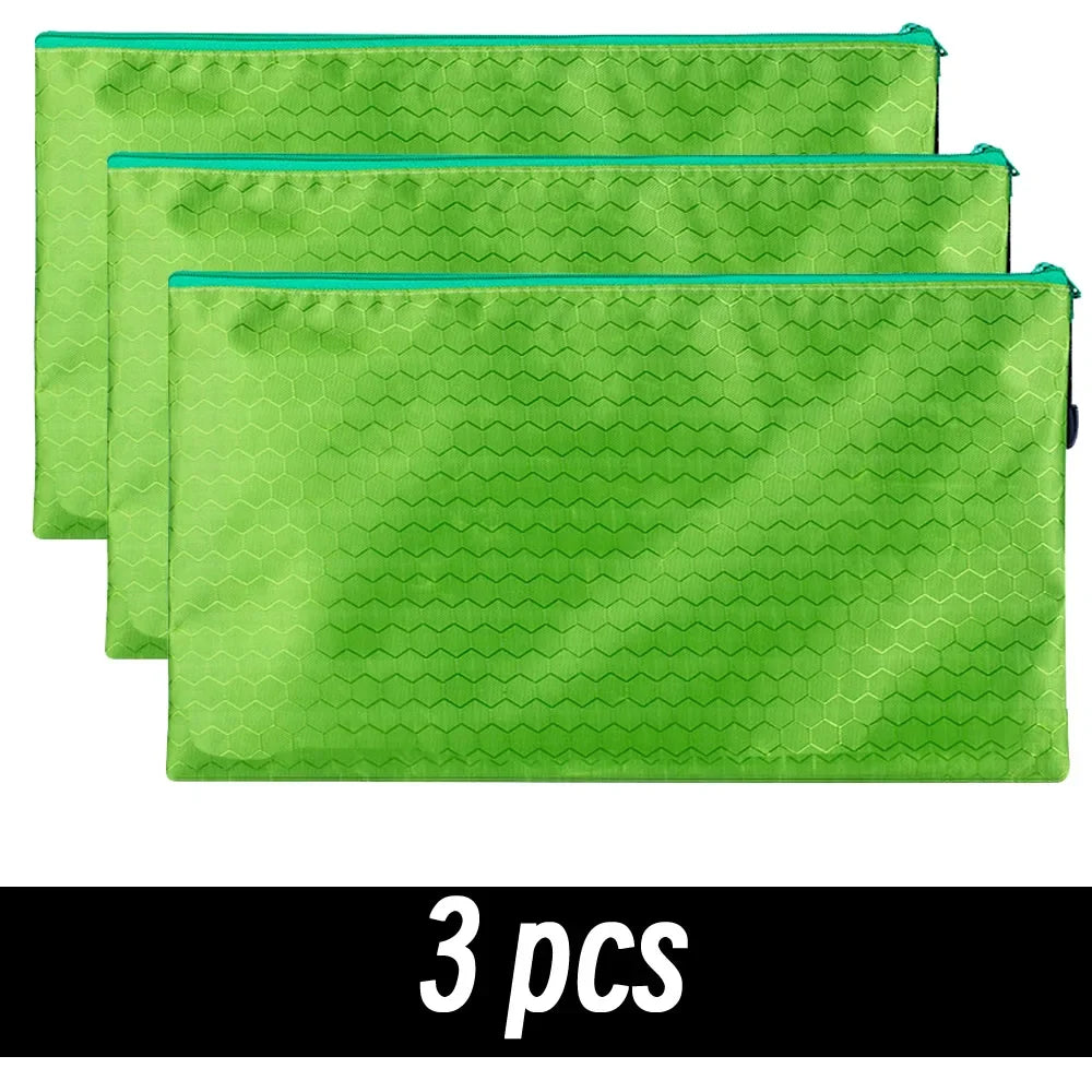 8 Colors Black Grid Pencil Bag Zipper Pouch Bill File Bag Makeup Small Pencil Case Waterproof Office Supplies Travel Accessories