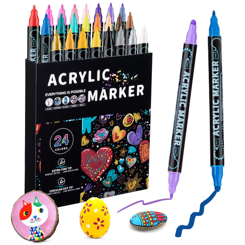 12/24/36/48 Colors Dual Tip Acrylic Paint Pens Markers  for Wood