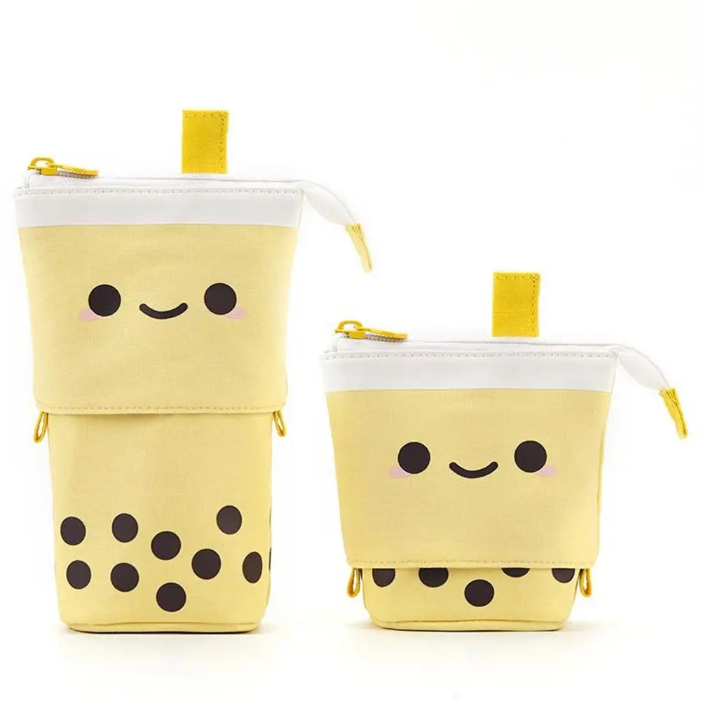 Cute Retractable Boba Milk Tea Pencil Case Organizer - Pink (1Pc)