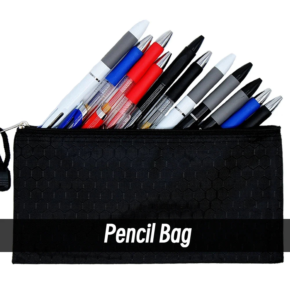 8 Colors Black Grid Pencil Bag Zipper Pouch Bill File Bag Makeup Small Pencil Case Waterproof Office Supplies Travel Accessories