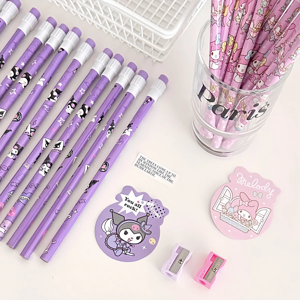 Sanrio 12Pc Kawaii HB Pencil Set – Kuromi, Cinnamoroll & Box for Writing