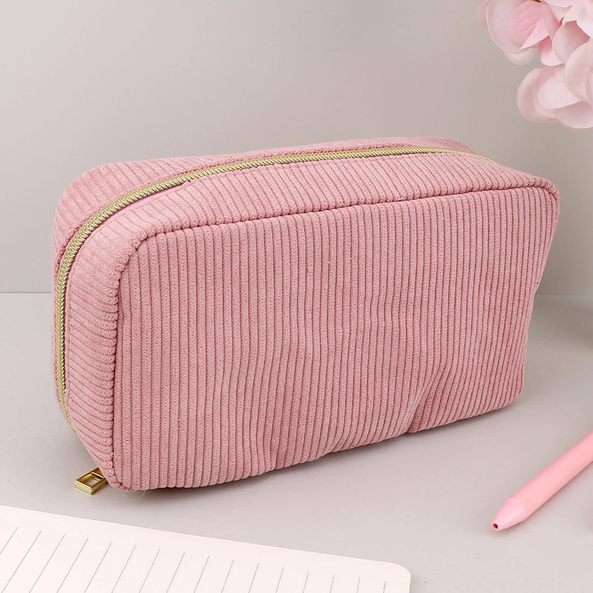 Corduroy Pencil Case – Soft School Pouch for Pens, Supplies & Stationery
