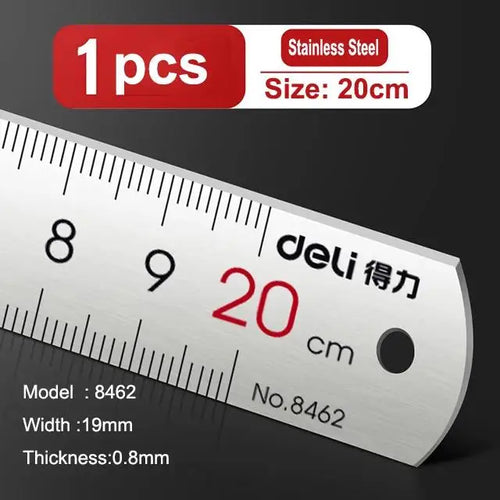 Deli Stainless Steel Ruler 15/20/30cm Metal Straight Ruler for Home