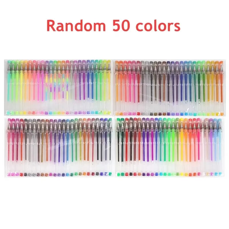 100 Color Gel Pen Metallic/Glitter/Fluorescent/Pastel Color Ink 0.5mm Kawaii Writing Tool School Office Supplies Stationery