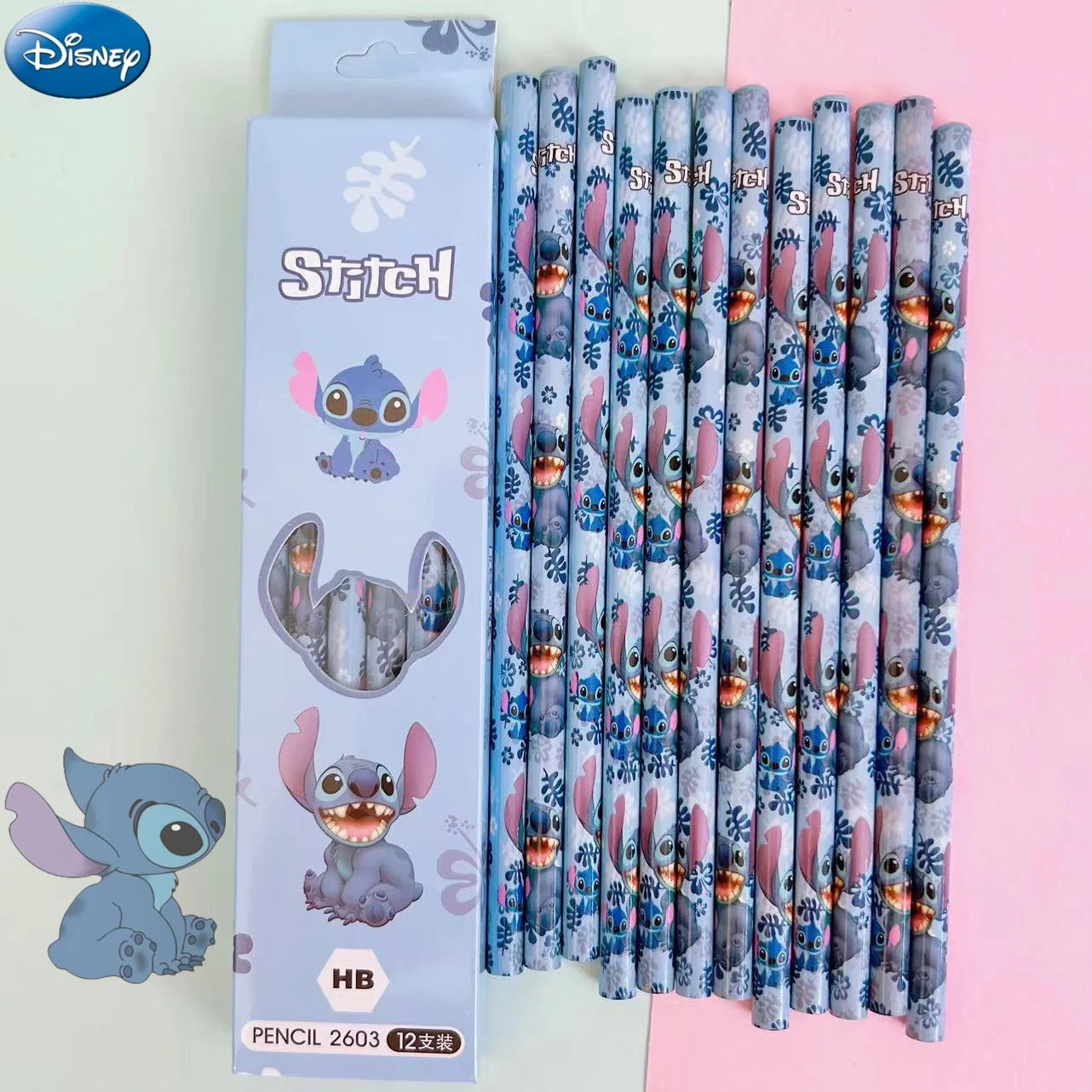 12pcs Disney Stitch HB Pencils – Colorful School Set for Kids & Gifting