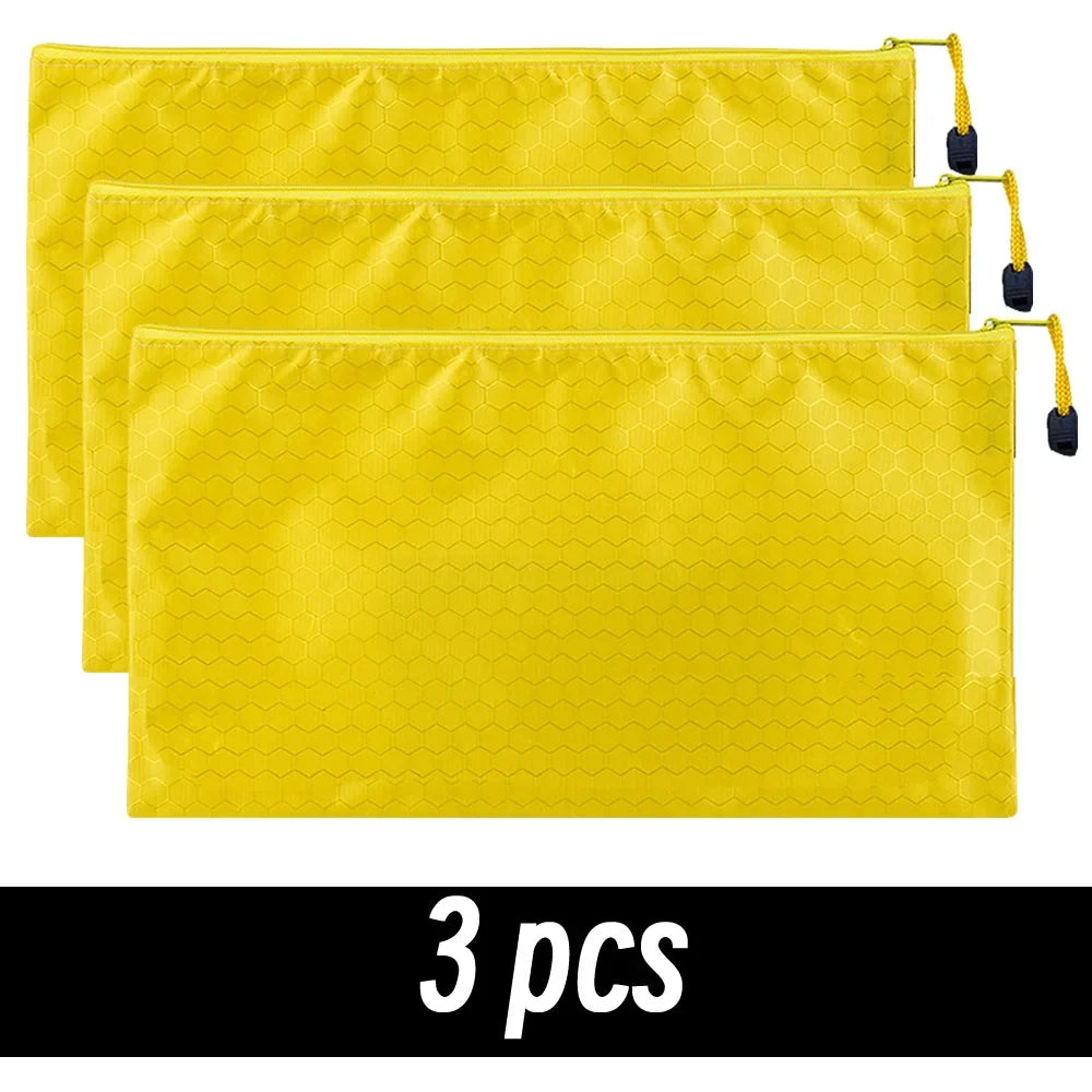 8 Colors Black Grid Pencil Bag Zipper Pouch Bill File Bag Makeup Small Pencil Case Waterproof Office Supplies Travel Accessories