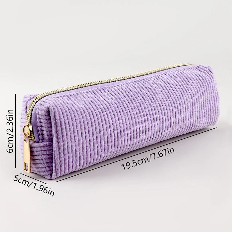 Corduroy Pencil Case – Soft School Pouch for Pens, Supplies & Stationery