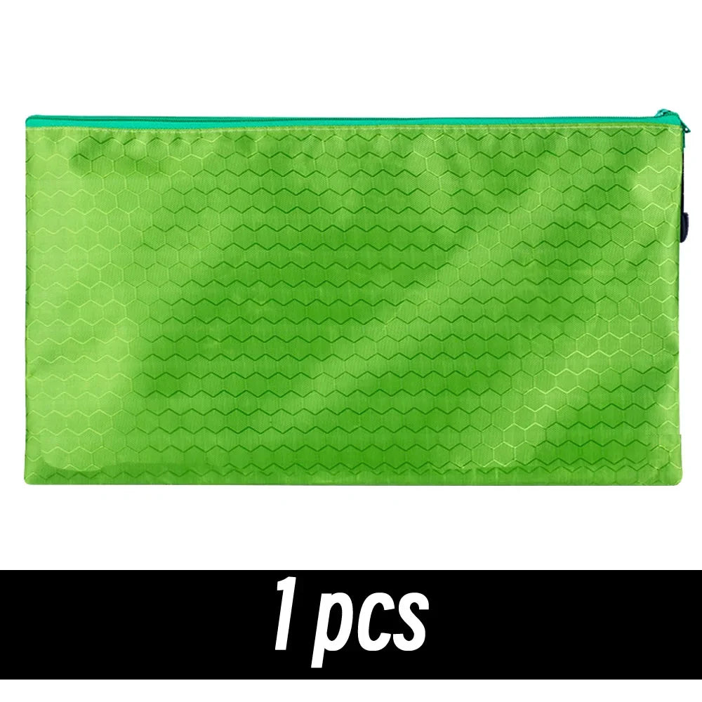 8 Colors Black Grid Pencil Bag Zipper Pouch Bill File Bag Makeup Small Pencil Case Waterproof Office Supplies Travel Accessories