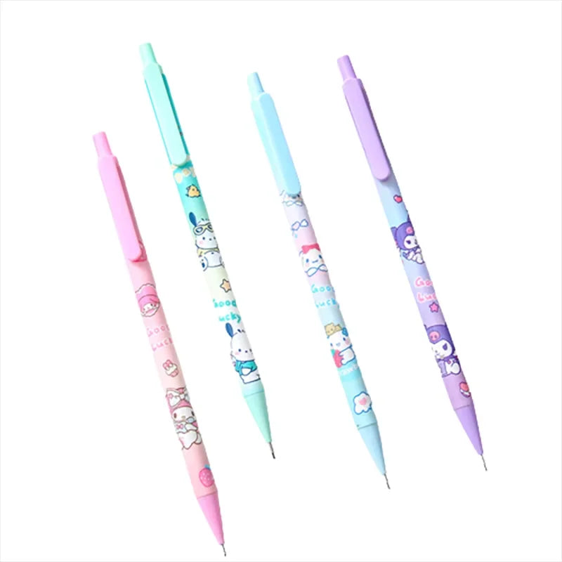 Sanrio Cartoon Mechanical Pencil 12pcs Kuromi Melody Pochacco Movable Pen  Primary School Student Stationery 0.5 Black