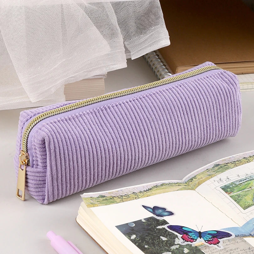 Corduroy Pencil Case – Soft School Pouch for Pens, Supplies & Stationery