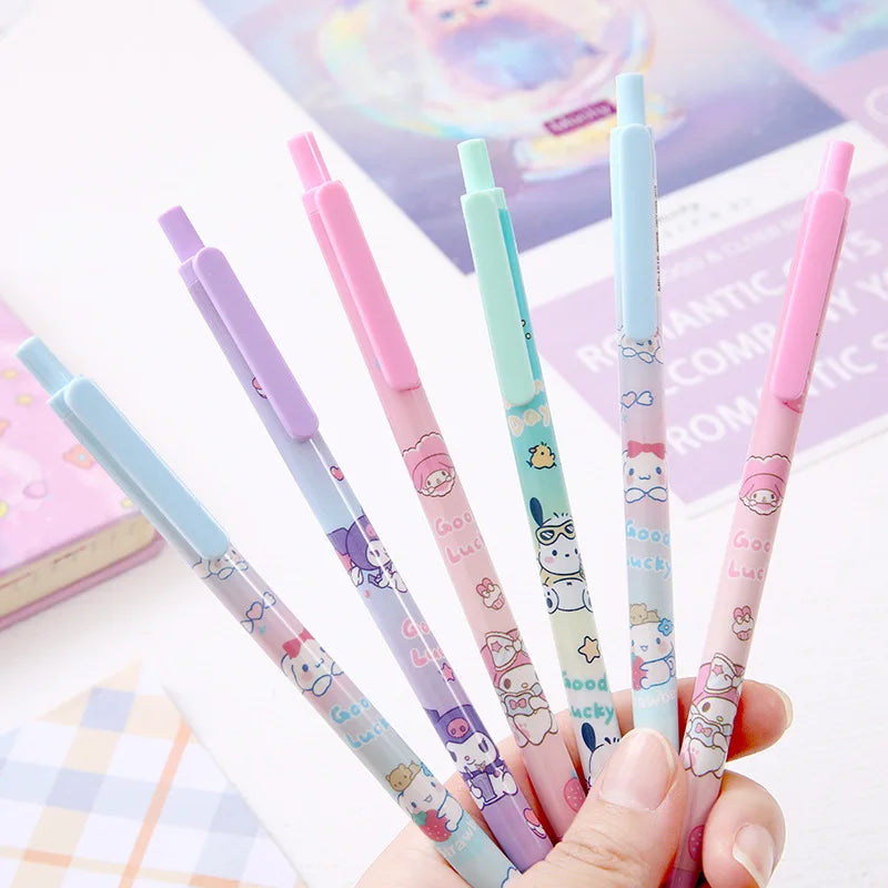 Sanrio Cartoon Mechanical Pencil 12pcs Kuromi Melody Pochacco Movable Pen  Primary School Student Stationery 0.5 Black