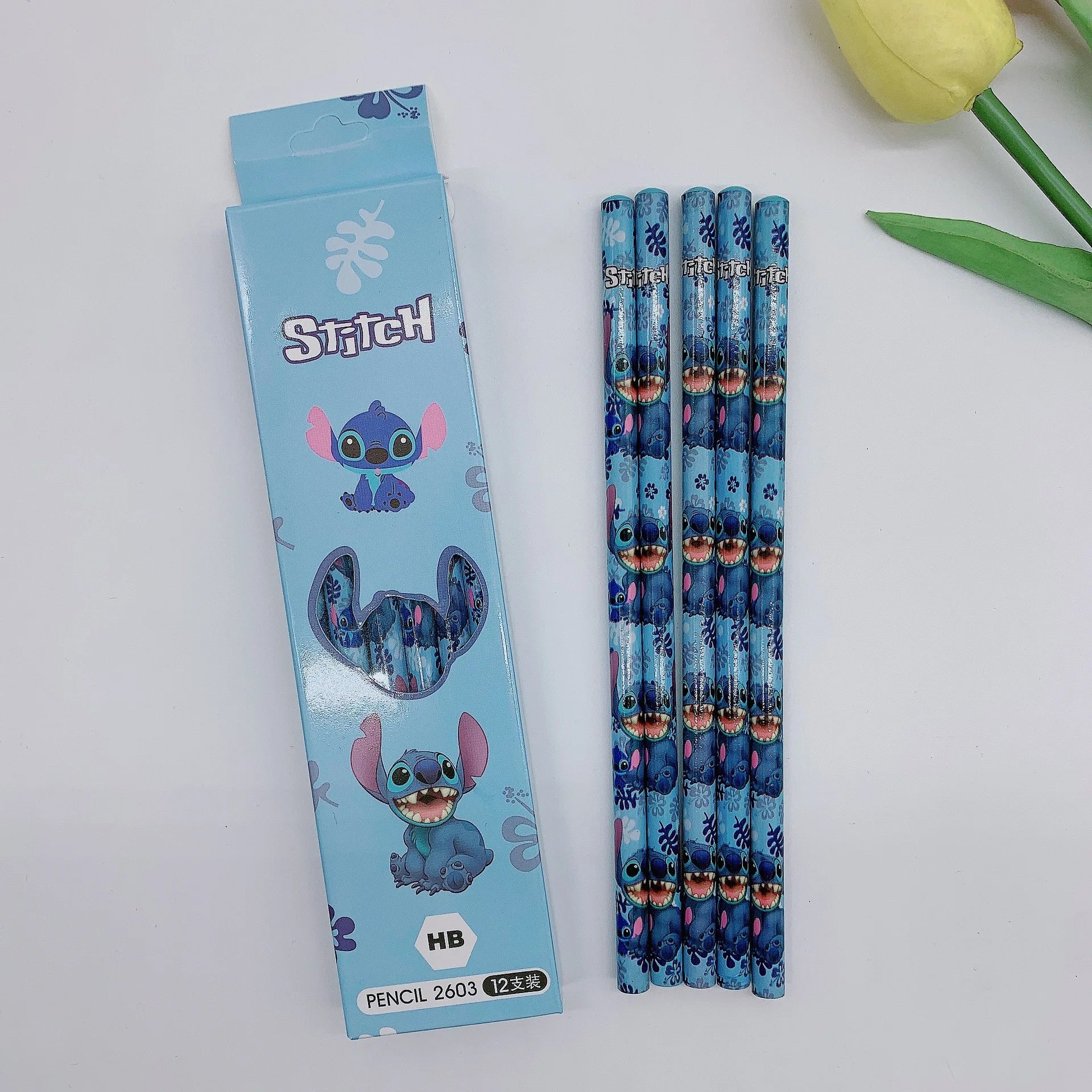 12pcs Disney Stitch HB Pencils – Colorful School Set for Kids & Gifting
