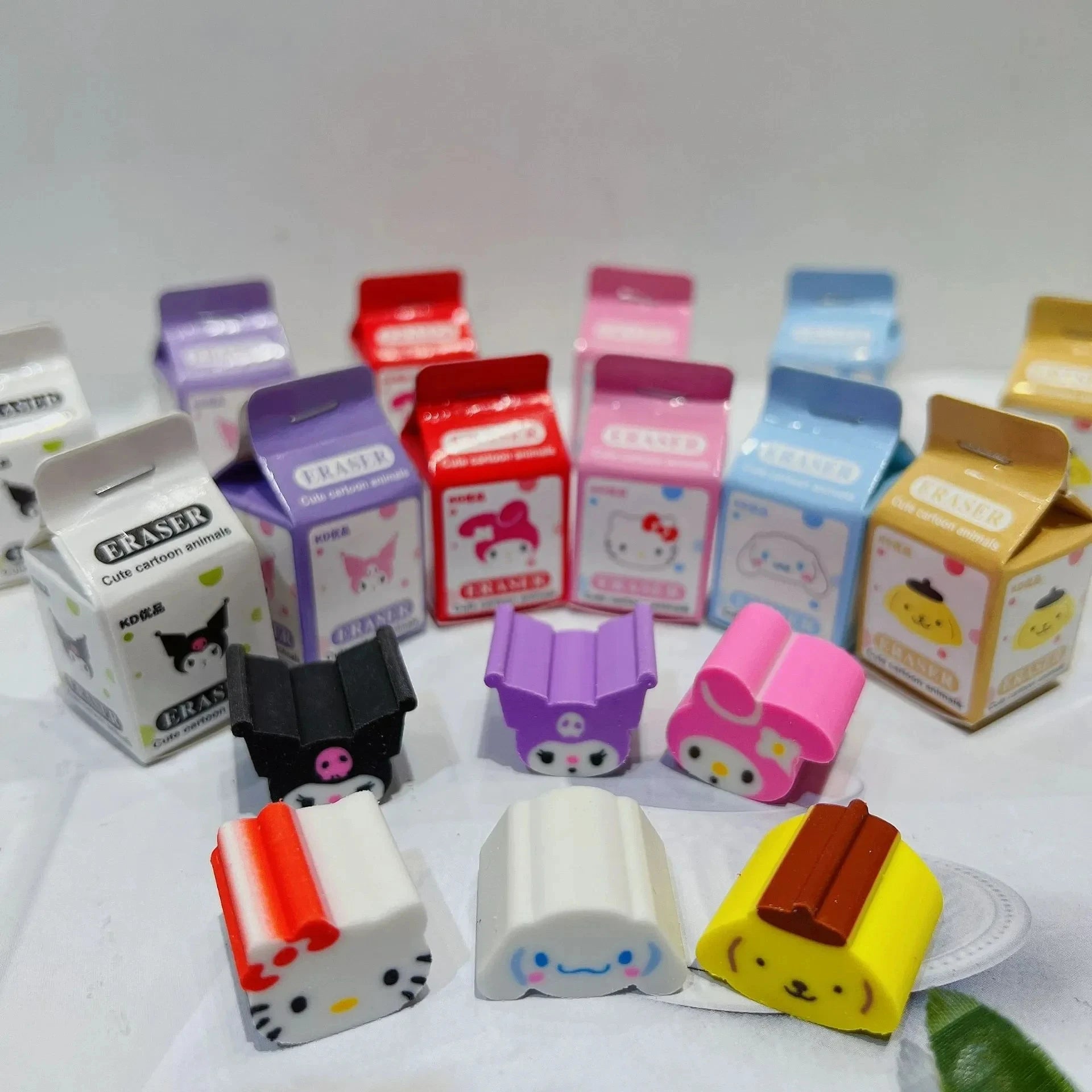 New Sanrio Eraser Kuromi Melody Cinnamoroll Boxed 6/36pcs Cartoon Kawaii Stationery Clean Eraser School Students Birthday Gifts