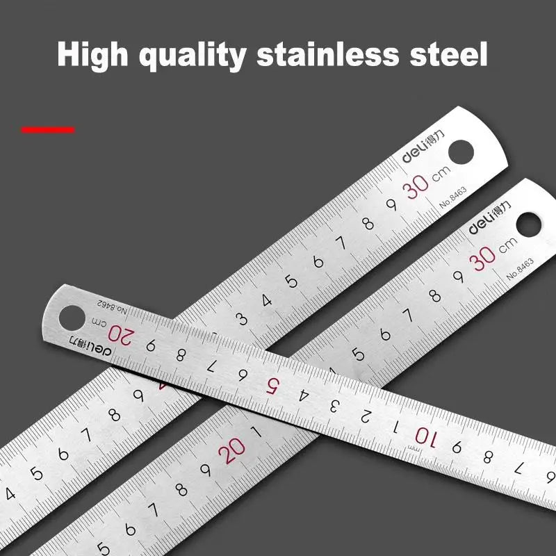 Deli Stainless Steel Ruler 15/20/30cm Metal Straight Ruler for Home