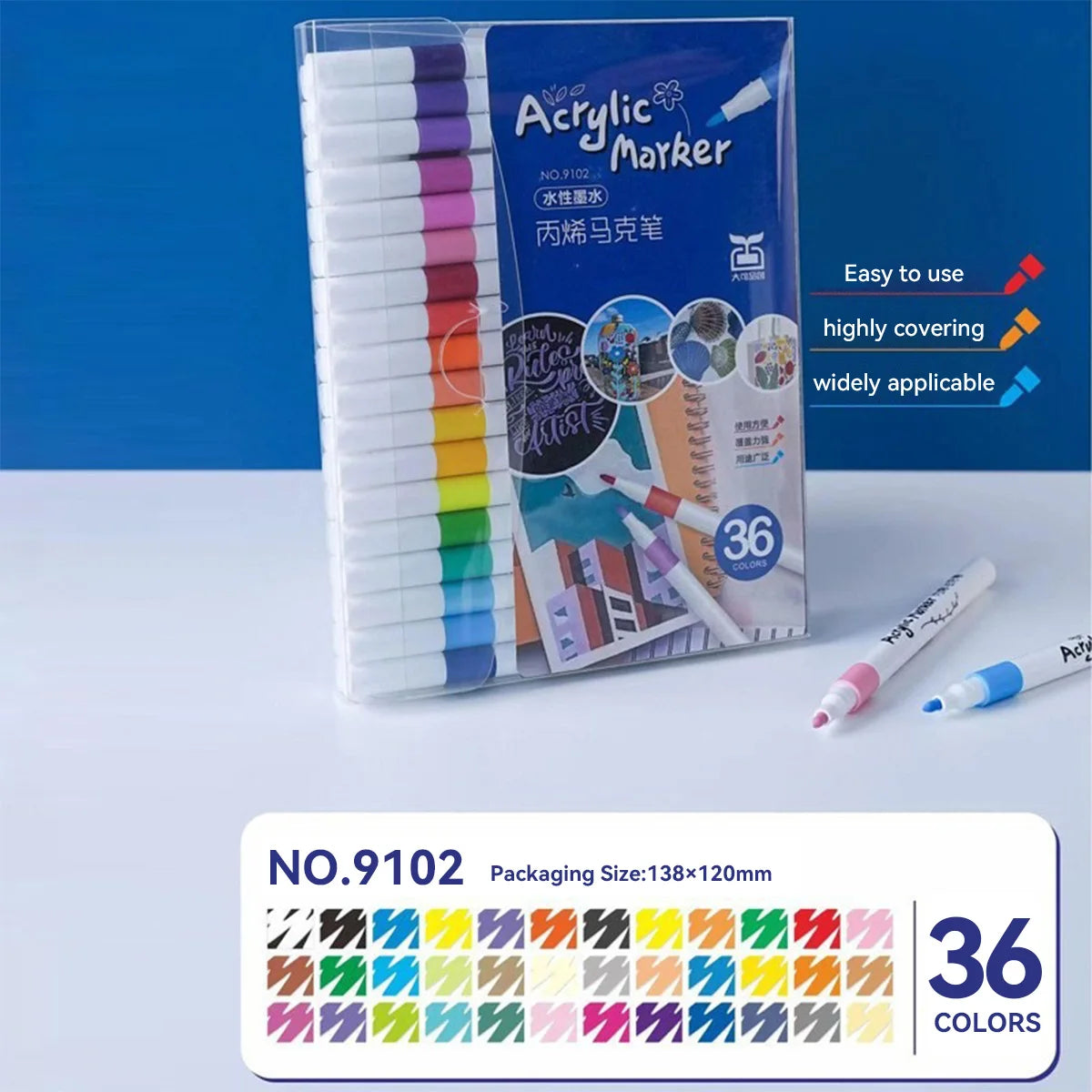 12/24/36/48/60 Color Water-based Acrylic Marker Pen Art DIY Production, Painting and Graffiti School Student Stationery Supplies