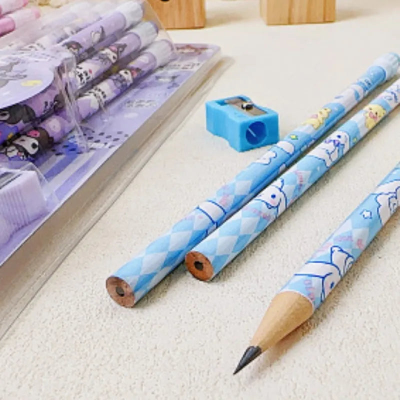 12pcs Cinnamorolls Kuromis Cute Cartoon HB Pencils, 12 Pencils & 1 Pencil Roller Stationery Box Set, Writing & Drawing