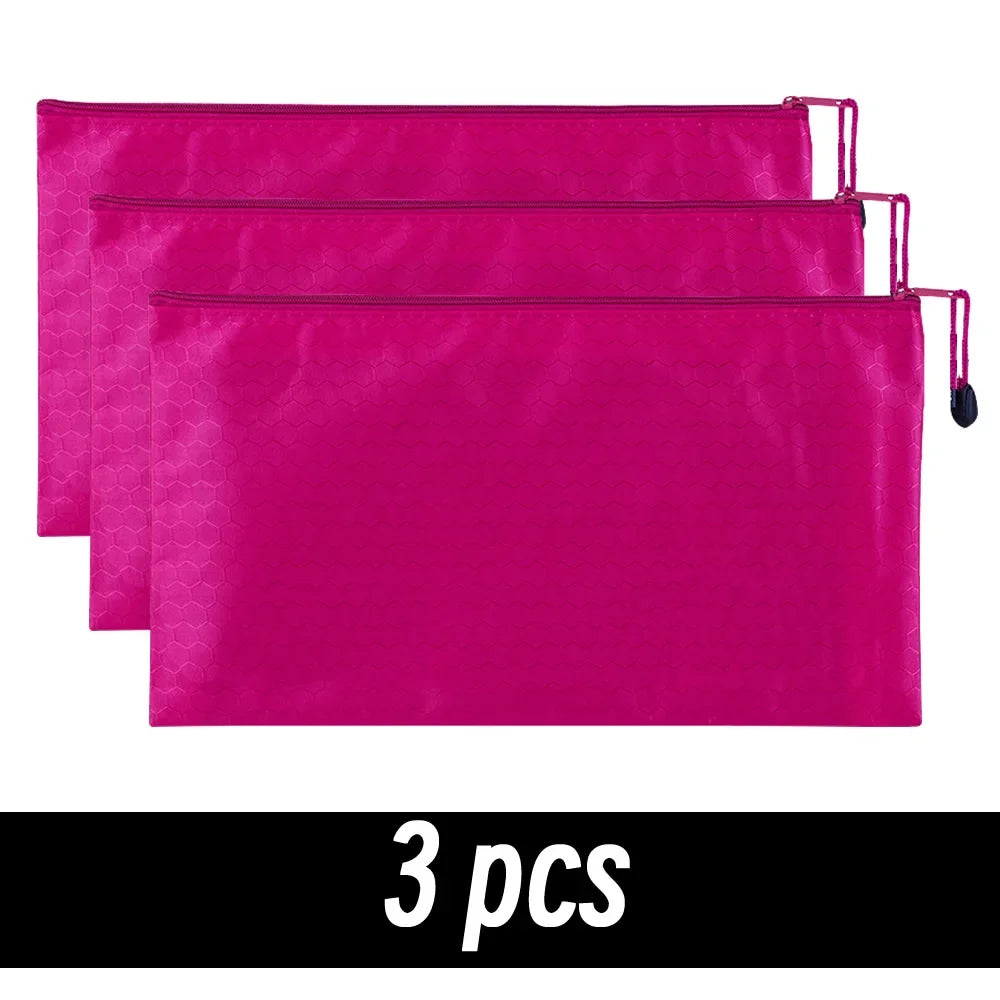 8 Colors Black Grid Pencil Bag Zipper Pouch Bill File Bag Makeup Small Pencil Case Waterproof Office Supplies Travel Accessories