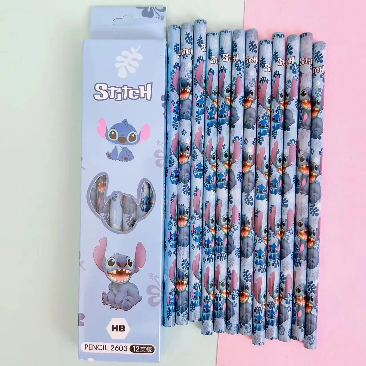 12pcs Disney Stitch HB Pencils – Colorful School Set for Kids & Gifting