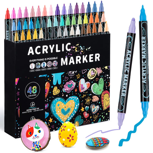 12/24/36/48 Colors Dual Tip Acrylic Paint Pens Markers  for Wood