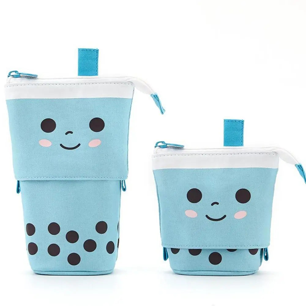 Cute Retractable Boba Milk Tea Pencil Case Organizer - Pink (1Pc)
