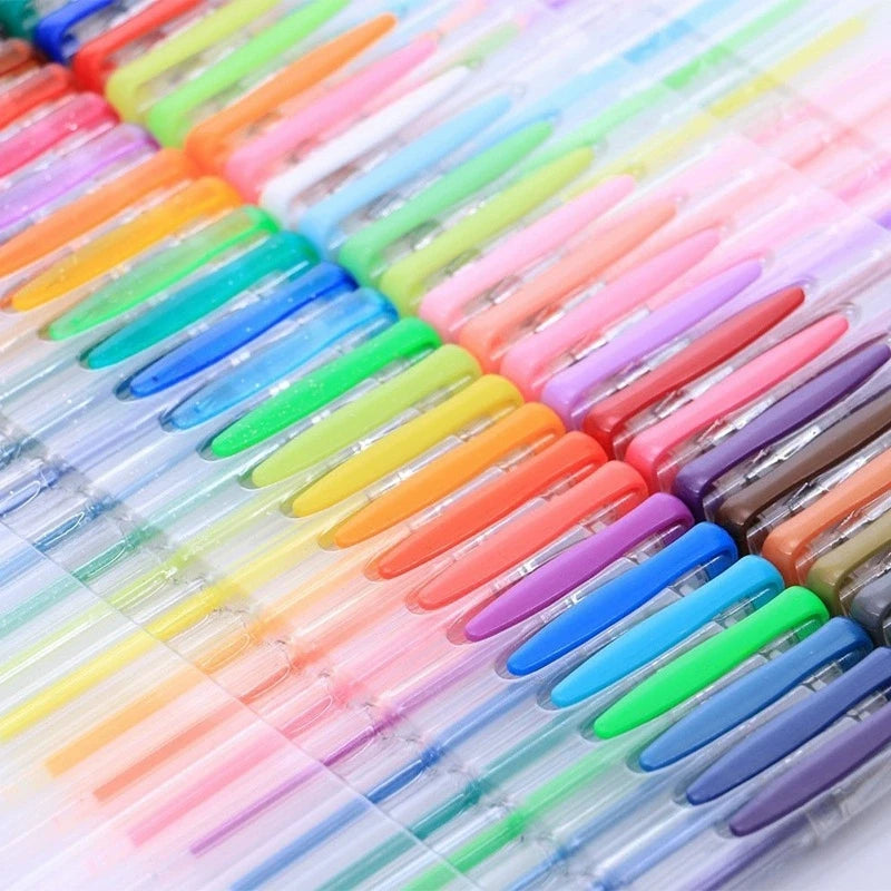 100 Color Gel Pen Metallic/Glitter/Fluorescent/Pastel Color Ink 0.5mm Kawaii Writing Tool School Office Supplies Stationery