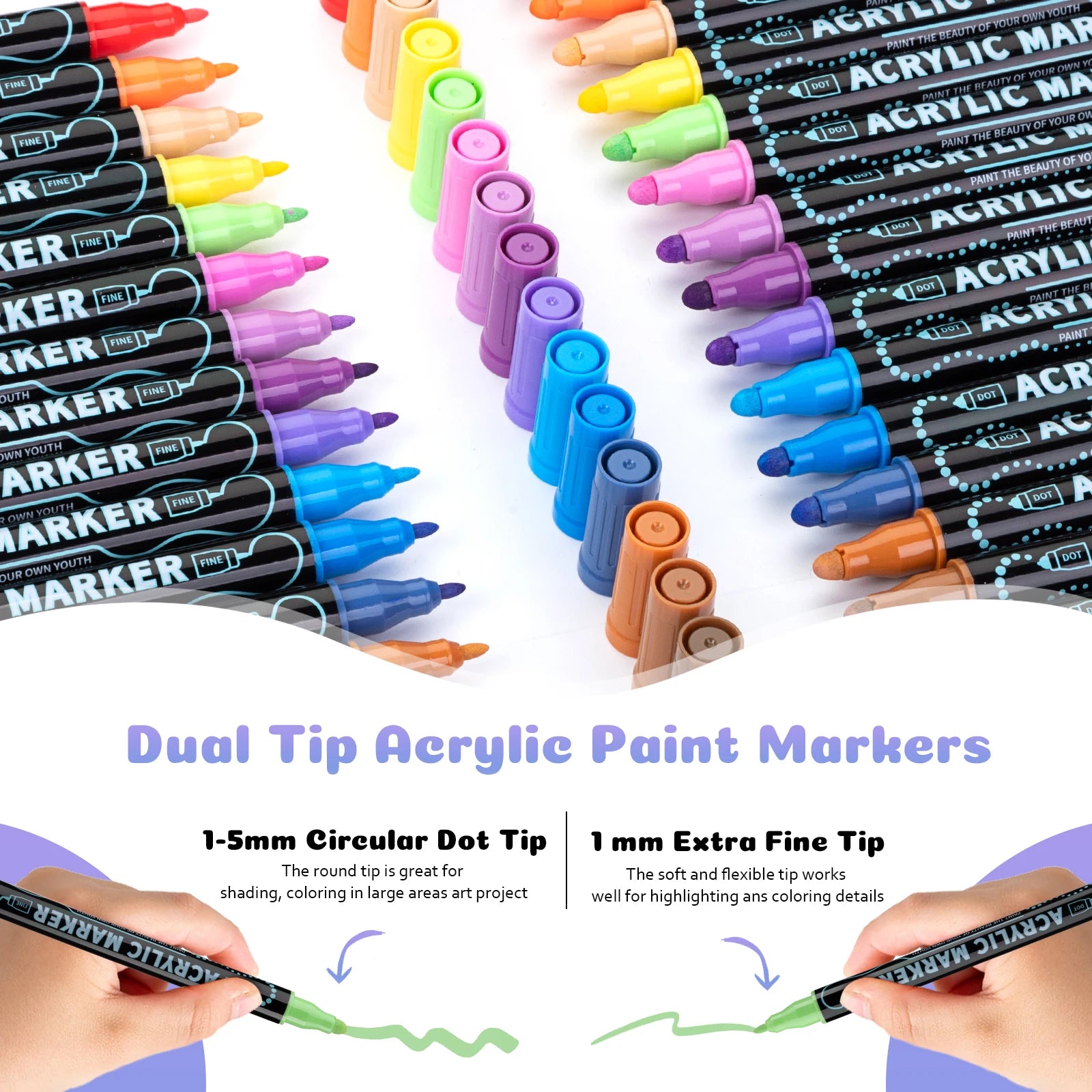 12/24/36/48 Colors Dual Tip Acrylic Paint Pens Markers  for Wood