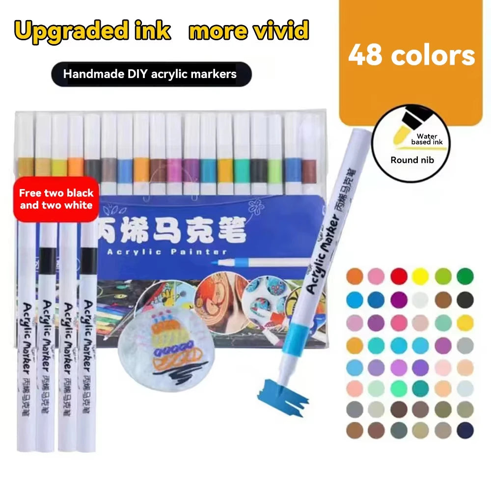 12/24/36/48/60 Color Water-based Acrylic Marker Pen Art DIY Production, Painting and Graffiti School Student Stationery Supplies