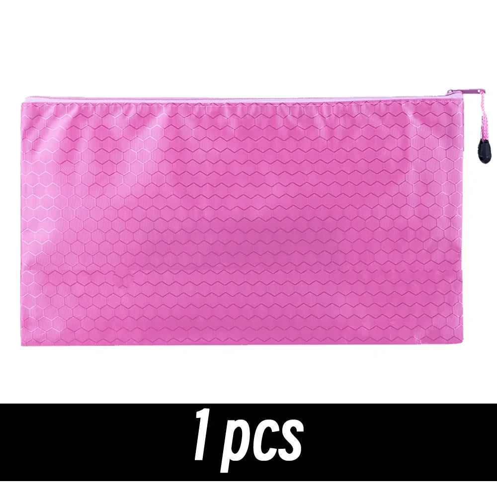 8 Colors Black Grid Pencil Bag Zipper Pouch Bill File Bag Makeup Small Pencil Case Waterproof Office Supplies Travel Accessories