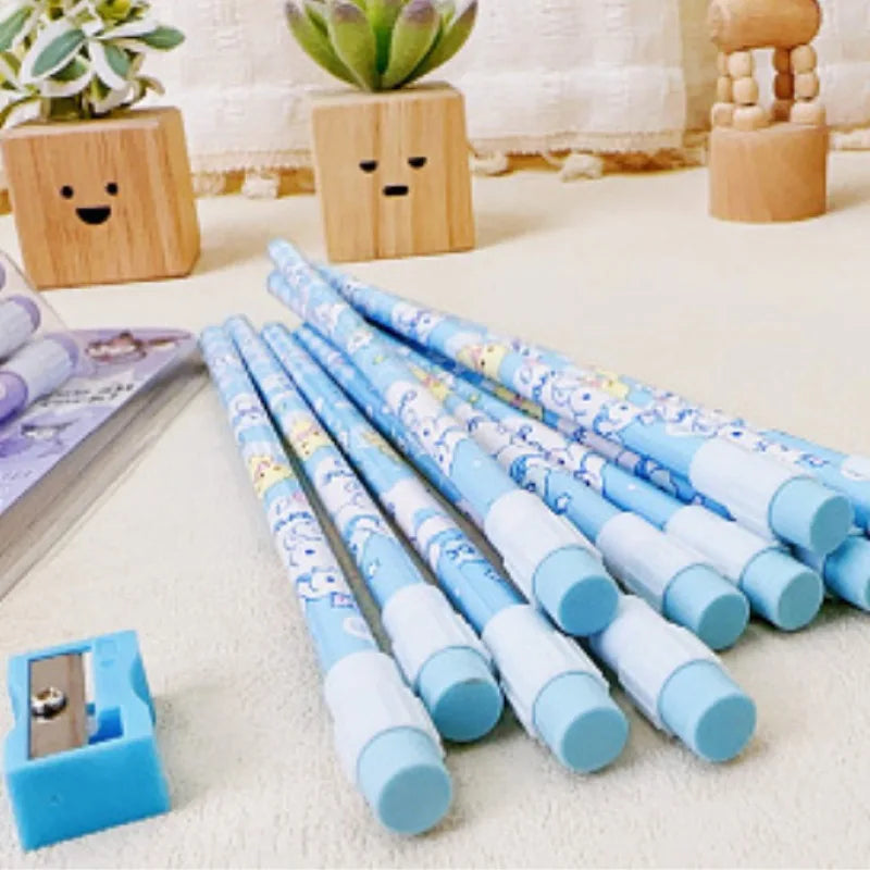 12pcs Cinnamorolls Kuromis Cute Cartoon HB Pencils, 12 Pencils & 1 Pencil Roller Stationery Box Set, Writing & Drawing