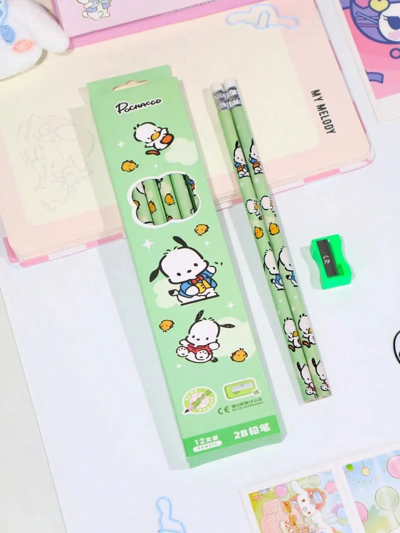 12/36Pcs/set  Pencil with eraser Melody Kuromi Cinnamoroll HB Black Write Draw Pencils Primary Stationery