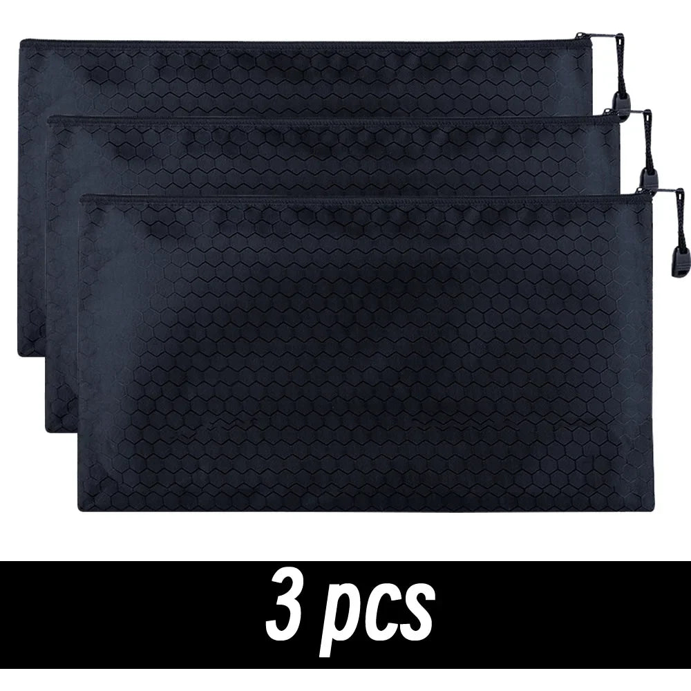 8 Colors Black Grid Pencil Bag Zipper Pouch Bill File Bag Makeup Small Pencil Case Waterproof Office Supplies Travel Accessories