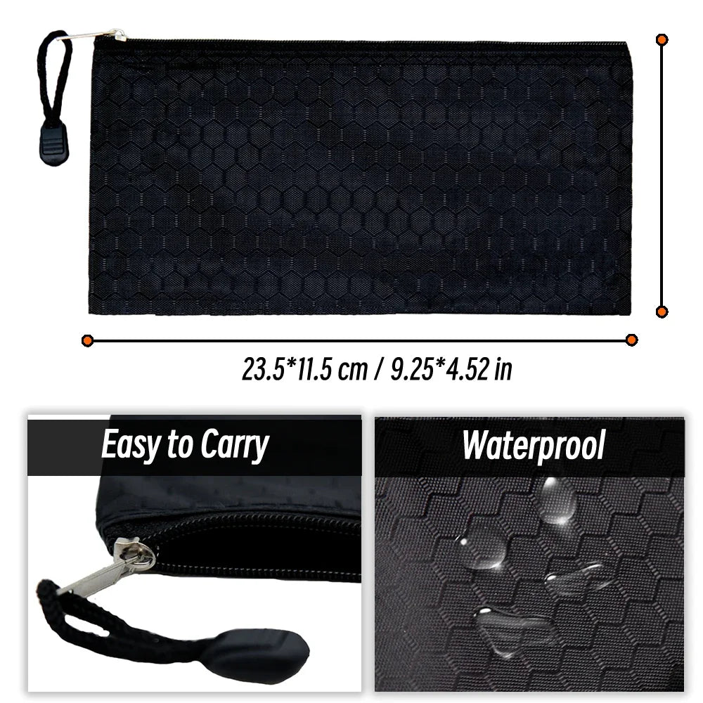 8 Colors Black Grid Pencil Bag Zipper Pouch Bill File Bag Makeup Small Pencil Case Waterproof Office Supplies Travel Accessories