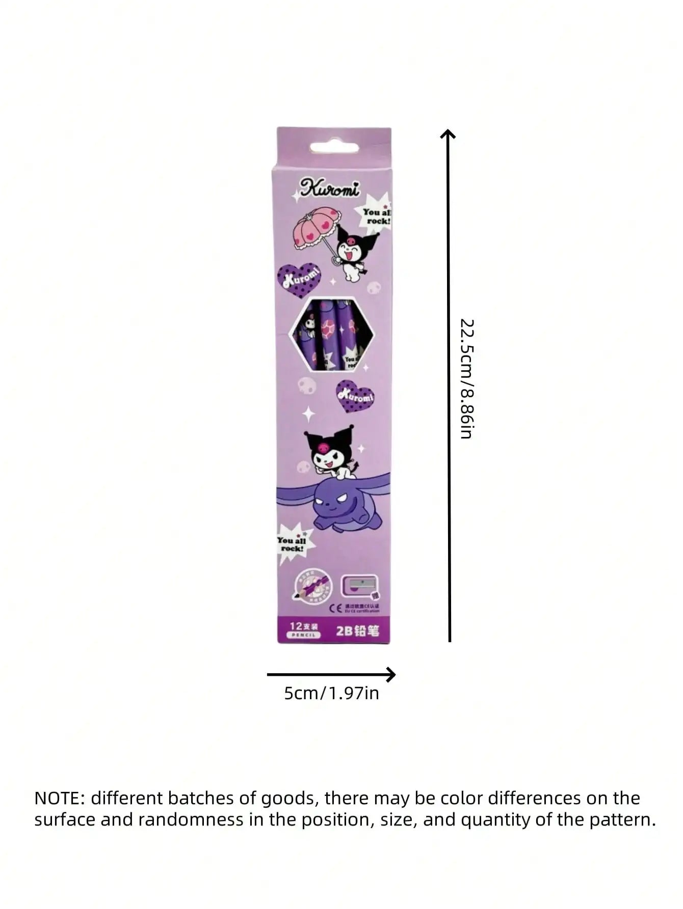 12/36Pcs/set  Pencil with eraser Melody Kuromi Cinnamoroll HB Black Write Draw Pencils Primary Stationery