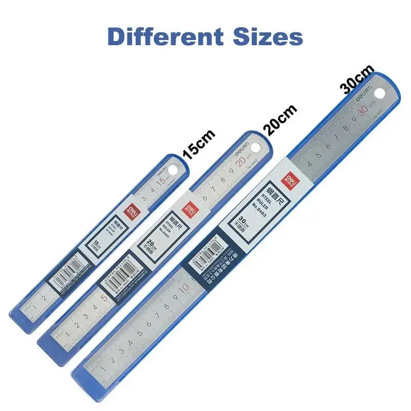 Deli Stainless Steel Ruler 15/20/30cm Metal Straight Ruler for Home