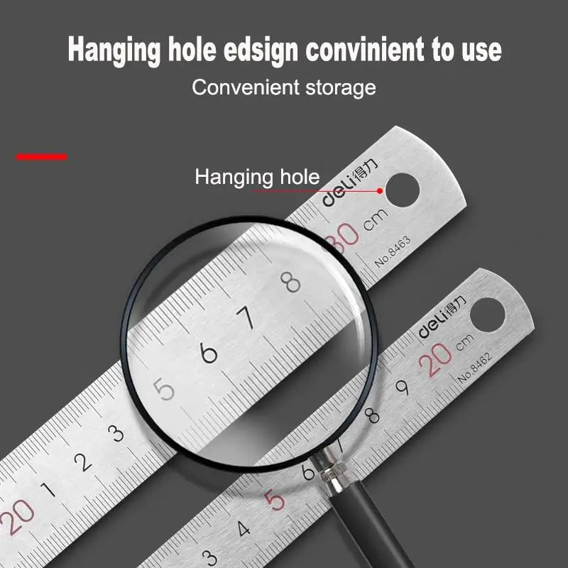Deli Stainless Steel Ruler 15/20/30cm Metal Straight Ruler for Home